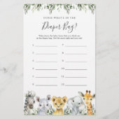 Papier Safari Baby shower Devinez ce qu'il y a dans le sa (Devant)