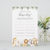 Papier Safari Baby shower Devinez ce qu'il y a dans le sa (Debout devant)