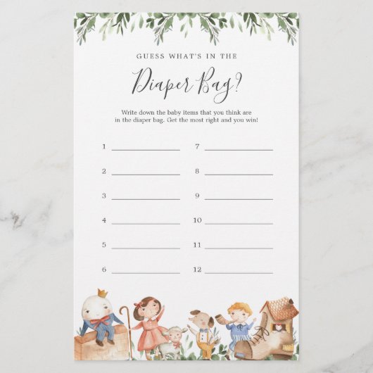 Papier Safari Baby shower Devinez ce qu'il y a dans le sa (Devant)