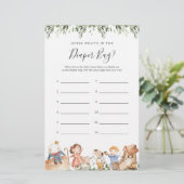 Papier Safari Baby shower Devinez ce qu'il y a dans le sa (Debout devant)