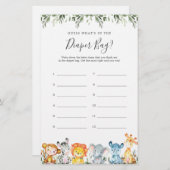 Papier Safari Baby shower Devinez ce qu'il y a dans le sa (Devant / Derrière)