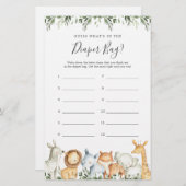 Papier Safari Baby shower Devinez ce qu'il y a dans le sa (Devant / Derrière)