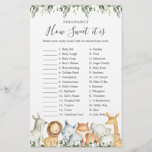 Papier Safari Baby shower Grossesse Comme il est doux jeu