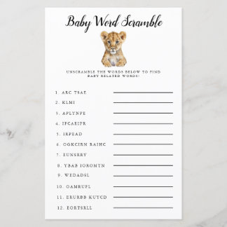 Papier Safari Baby Word Scramble Jeu