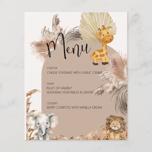 Papier Safari beige Thème Jungle Animaux Fête des enfants (Devant)