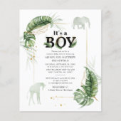 Papier Safari Boy Baby shower Elephant Giraffe Invitation (Devant)