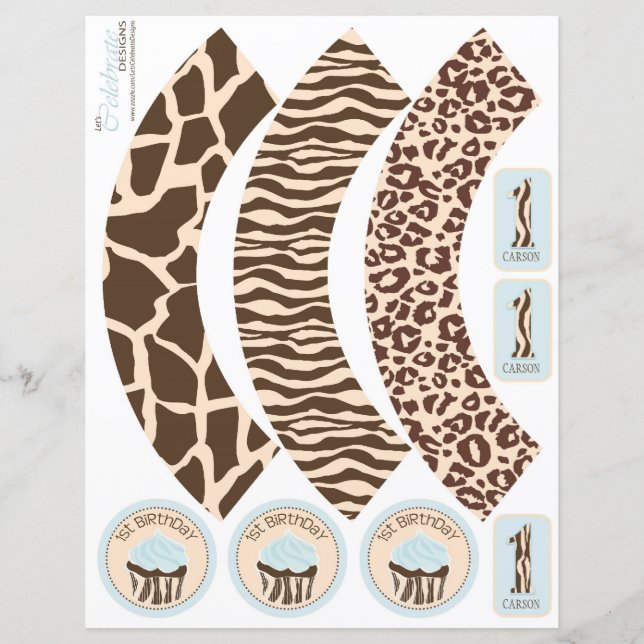 Papier Safari Boy BLU Cupcake Wrapper 1 (Devant)