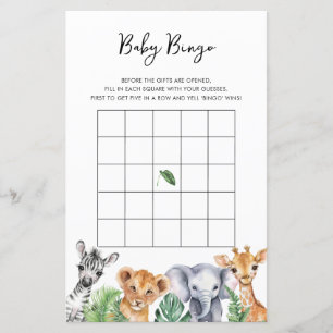 Papier Safari Little Wild One Baby shower Baby Bingo Card