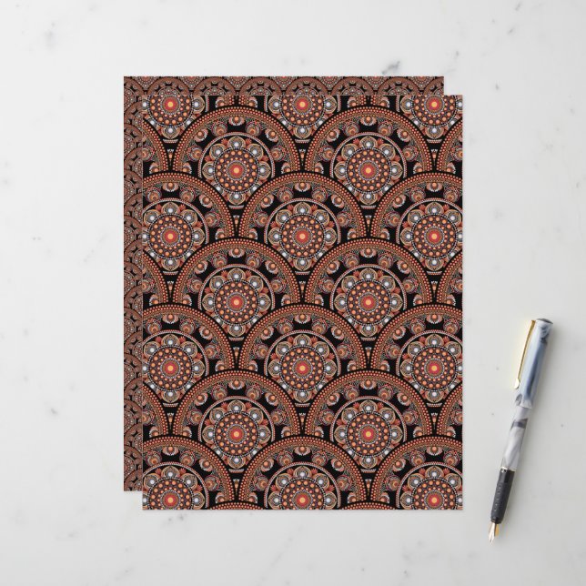 Papier Safari Sunset Bohemian Star Fall Mandala Art Deco (Devant/Arrière en situation)