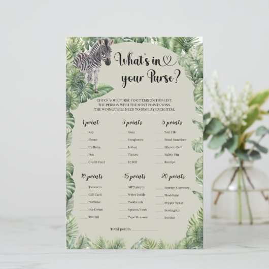 Papier Safari Tropical Jungle Ce qui est dans votre sac à (Debout devant)