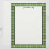 Papier Sage and Olive Plaid Stationery Paper (Devant / Derrière)