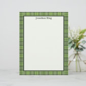 Papier Sage and Olive Plaid Stationery Paper (Debout devant)