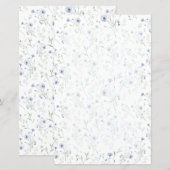 Papier Sage Blue Watercolor Wildflower (Devant / Derrière)