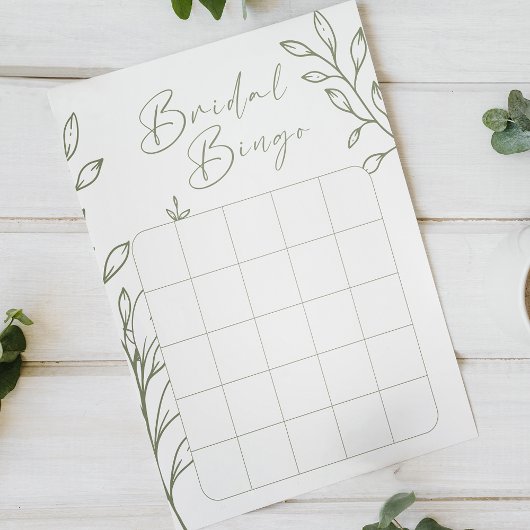 Papier Sage Boho Fleurs Fête des mariées Bingo Jeu