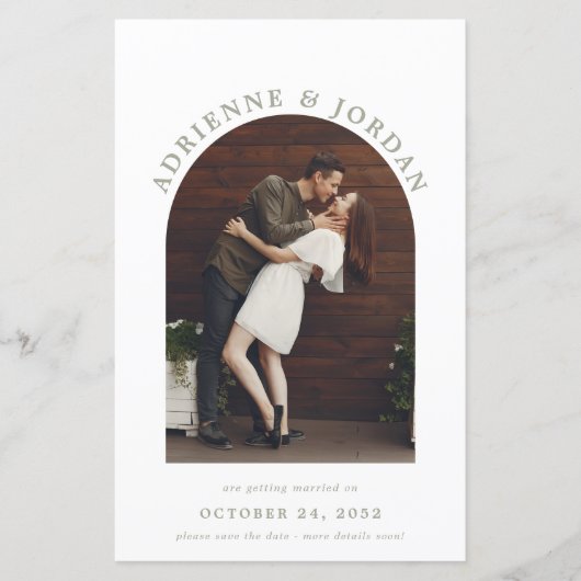 Papier Sage BUDGET Arche verte Photo Enregistrer la date (Devant)