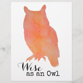 Papier Sage comme une aquarelle de bois de hibou
