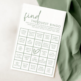 Papier Sage et Fête des mariées blanche Invité Jeu de Bin