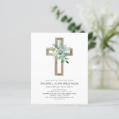 Papier Sage Eucalyptus Baptême Vert Invitation (Debout devant)