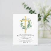 Papier Sage Eucalyptus Baptême Vert Invitation (Debout devant)