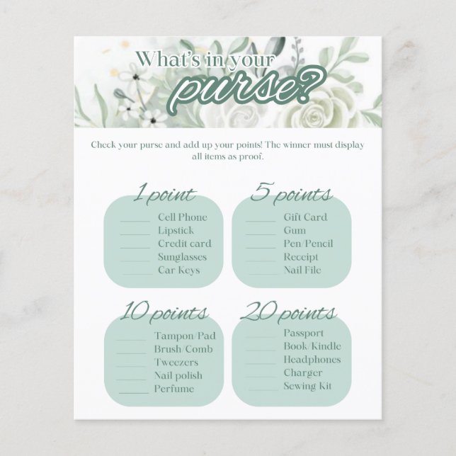 Papier Sage Fête des mariées Game - Qu'y a-t-il dans votr (Devant)