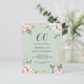 Papier Sage Floral 60e Budget Anniversaire Invitation (Debout devant)