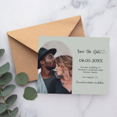 Papier Sage green arch photo wedding Save the Date card