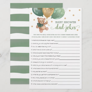 Papier Sage Green Baby shower Papa Blagues Jeu Teddy Bear