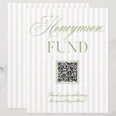 Papier Sage Green & Beige Honeymoon Fund QR Code Sign (Devant / Derrière)