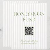 Papier Sage Green & Beige Honeymoon Fund QR Code Sign (Devant / Derrière)
