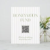 Papier Sage Green & Beige Honeymoon Fund QR Code Sign (Debout devant)