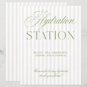 Papier Sage Green & Beige Wedding Hydration Station Sign (Devant / Derrière)