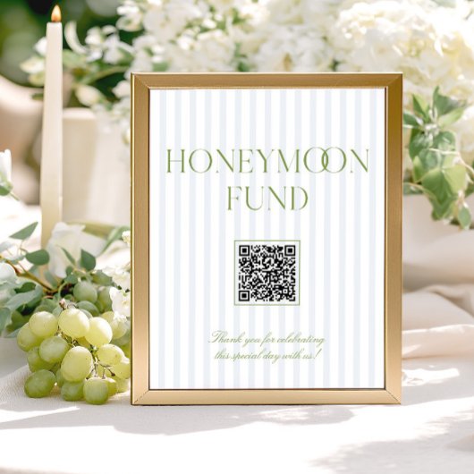 Papier Sage Green & Blue Honeymoon Fund QR Code Sign
