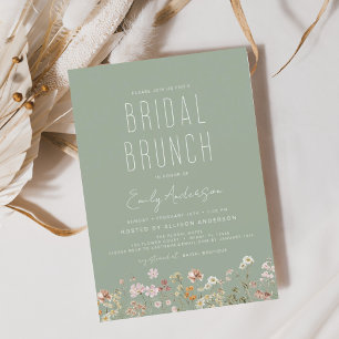 Papier Sage Green Boho Fleur sauvage Bridal Brunch Douche