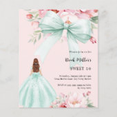 Papier Sage green bow dress rose Sweet 16 invitation (Devant)