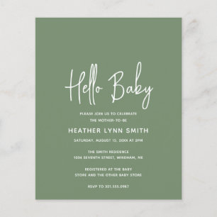 Papier Sage Green Budget Bonjour Baby shower Invitation