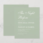 Papier Sage Green Calligraphie Répétition Dîner Invitatio (Devant / Derrière)