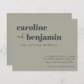 Papier Sage Green Charcoal Moderne Budget Mariage Invitat (Devant / Derrière)