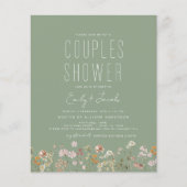 Papier Sage Green Couples Douche Fleur sauvage Invitation (Devant)