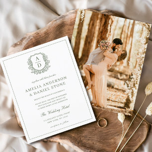 Papier Sage Green Elegant Poirier Mariage Monogramme