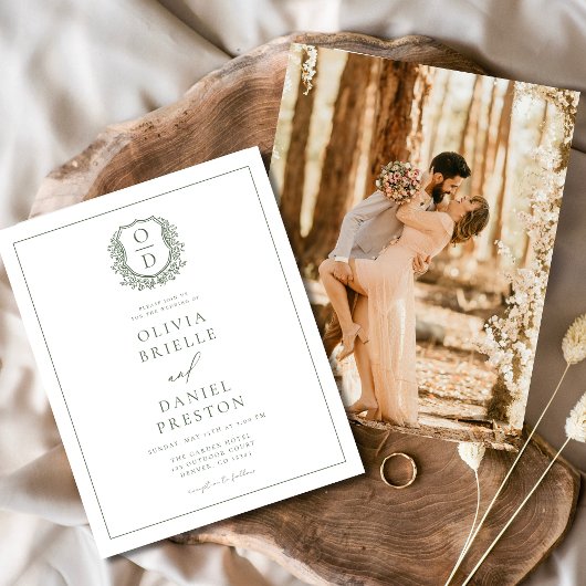 Papier Sage Green Elegant Poirier Mariage Monogramme