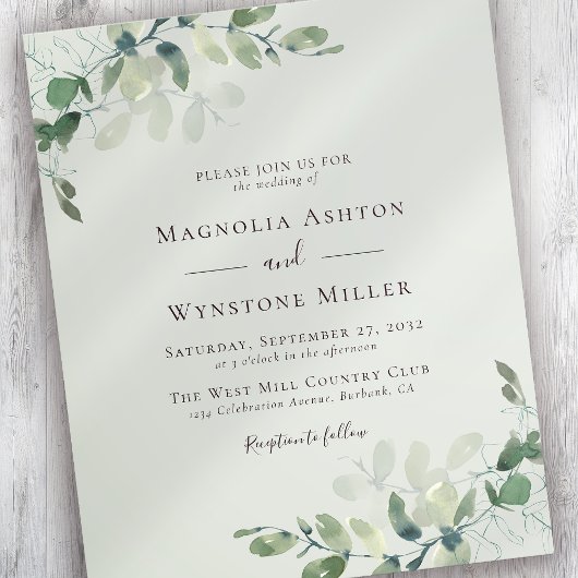 Papier Sage Green Eucalyptus Faire-part de mariage