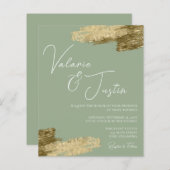 Papier Sage Green Faux Gold Foil Faire-part de mariage (Devant / Derrière)