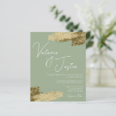 Papier Sage Green Faux Gold Foil Faire-part de mariage (Debout devant)