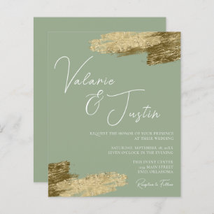 Papier Sage Green Faux Gold Foil Faire-part de mariage