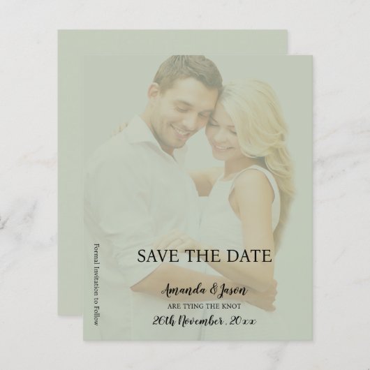 Papier Sage Green Faux Vellum Photo Wedding Enregistrer l (Devant / Derrière)