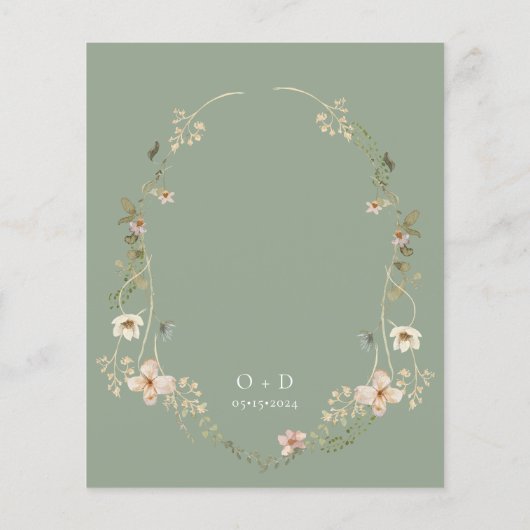 Papier Sage Green Fleur sauvage Garden Invitation de mari (Dos)
