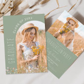 Papier Sage Green Fleur sauvage Graduation Party Invitati