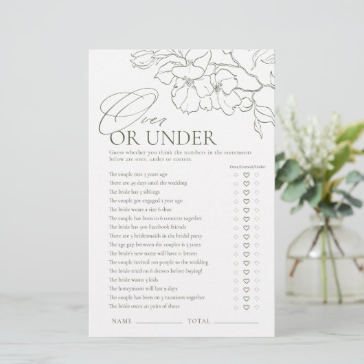 Papier Sage Green floral Over ou Under nuptiale jeu de do (Debout devant)