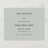 Papier Sage Green Graduation Party Save the Date card (Dos)