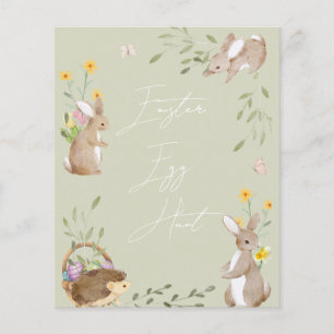 Papier Sage Green Lapin Floral Enfants Jeu de chasse aux